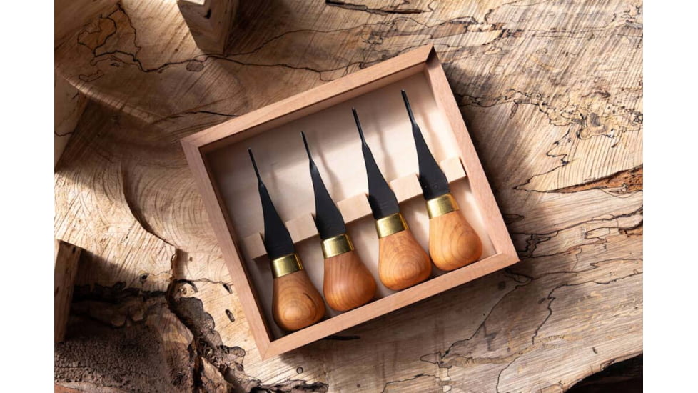 Flexcut Premium Micro-Palm Set, Knob Cherry Wood Handles, FRP804