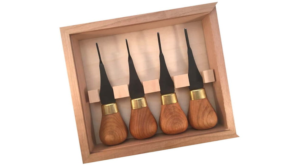 Flexcut Premium Micro-Palm Set, Knob Cherry Wood Handles, FRP804