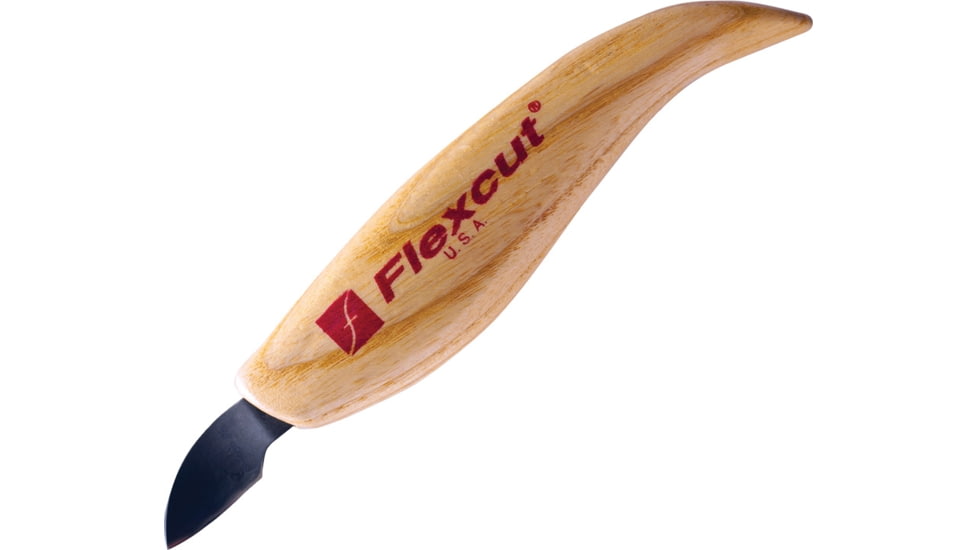Flexcut Right-Handed Hook, 6in Overall, 1 1/8in High Carbon Steel Curved, Ergonomic Wood Handle, KN26