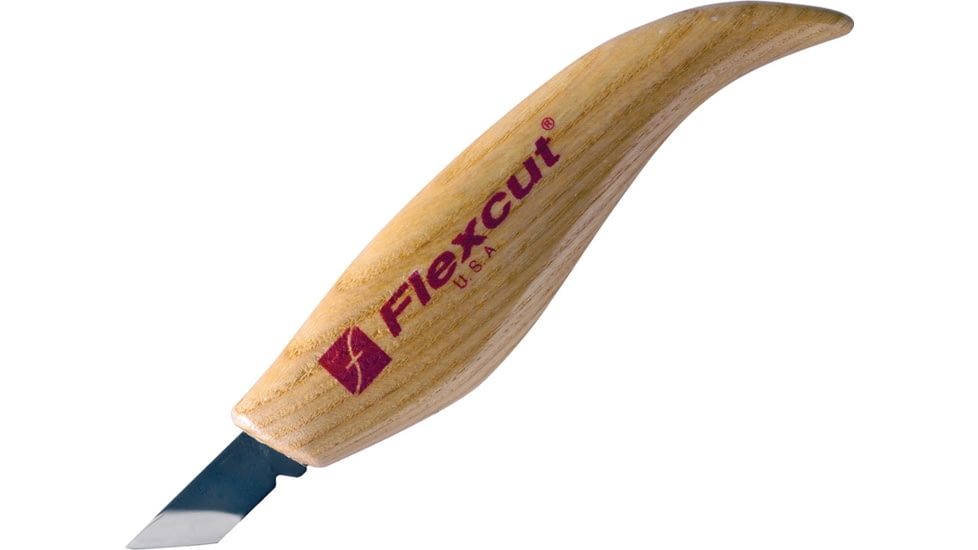 Flexcut Skew Knife, 5 3/4in Overall, 1in High Carbon Steel Blade, Used For Taking More Vertical Cuts Where Space Is Limited For A Conventional Whittling Stroke, Ergonomic Wood Handle, KN11