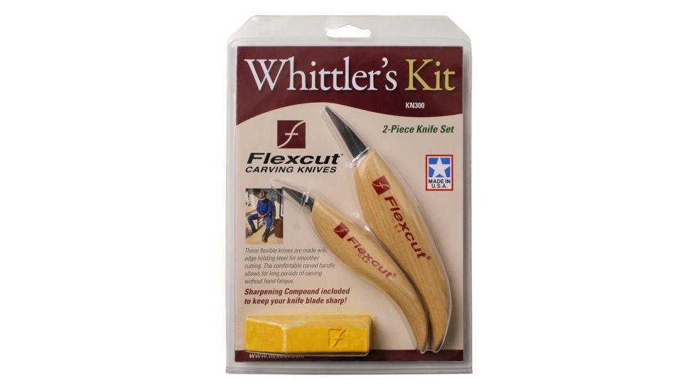 Flexcut Whittler's 2-Piece Fixed Blade Knife,Carbon Steel Blade,Ergonomic Wood Handle FLEXKN300