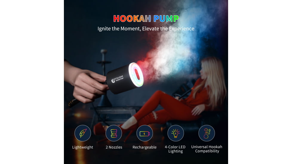 Flextail HOOKAH PUMP - Electric and Rechargeable Smoking Accessory, HP1360-BK-i