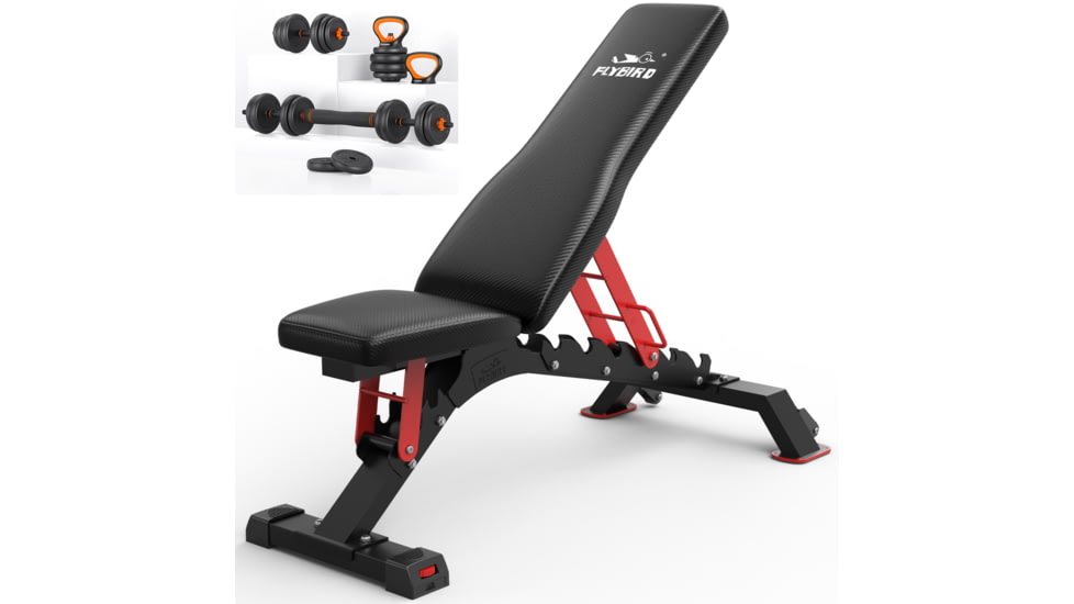 Flybird Fitness Bundle Eco-Friendly Weight SetDumbbells, Kettlebells, etc.&amp; Flybird Pro Weight Bench 41B35925, Pro Weight Bench+50 LBS, FBFEDDB50LB+FLYBIRDUWB
