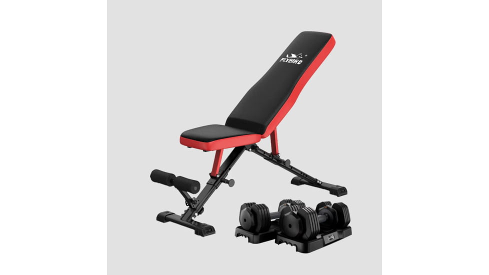 Flybird Fitness Exercise Machine &amp; Equipment Sets BED8A0FE, Bench+25LB Dumbbells1 Pair, NSKFBDB25LB*2+FLYBIRDWB299