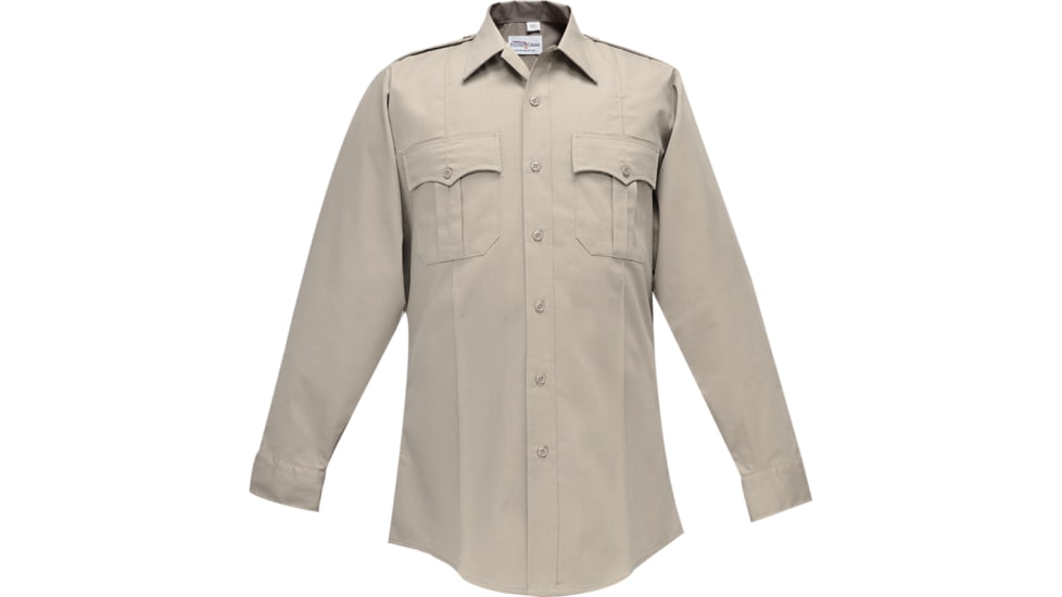 Flying Cross Command Long Sleeve Shirt w/ Zipper &amp; Convertible Sport Collar - Men's, Silver Tan, 18in Neck, 34/35in Sleeve, 33W78Z041803435