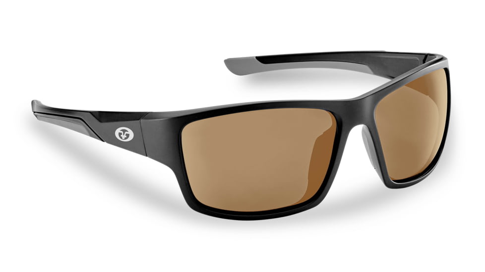 Flying Fisherman 7712BA Sand Bank Polarized Sunglasses, Matte Black Frame, Amber Lens, 7712BA