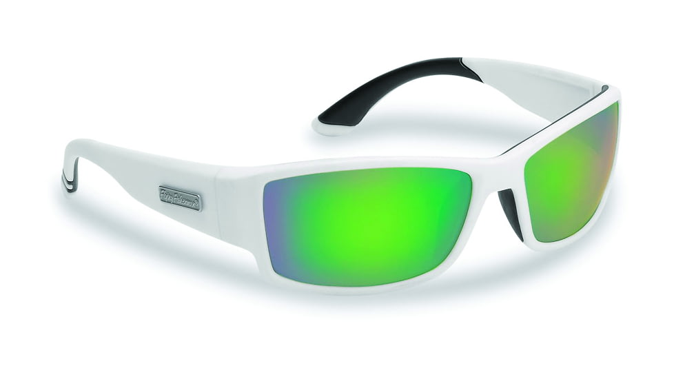 Flying Fisherman 7717WAG Razor Matte White Green Mirror Sunglasses, 7717WAG