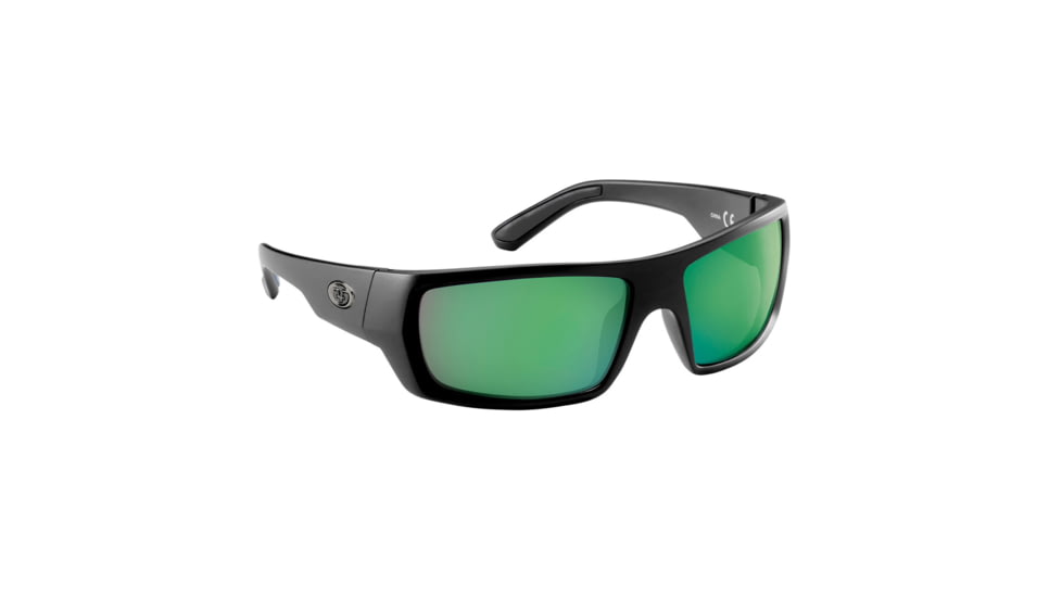 Flying Fisherman 7861BAG Sargasso Sunglasses Matte Black Frame Amber-Green Mirror Lens, AcuTint Polarized Lens System, 7861BAG