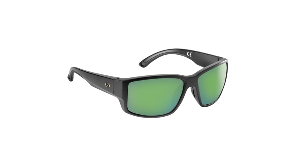 Flying Fisherman 7867BAG Baleen Sunglasses, Matte Black Frame Amber-Green Mirror Polarized Lens, Medium Fit, 7867BAG