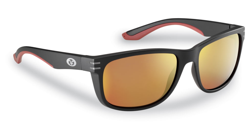 Flying Fisherman 7873BAR Double Header Polarized Sunglasses, Black Frame, Amber-Red Mirror Lens, 7873BAR