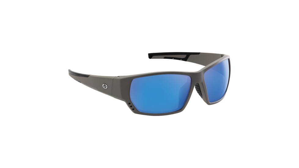 Flying Fisherman 7883GSB Drop Back Sunglasses, Matte Gray Soft-Touch Frame, Smoke-Blue Mirror Lens, Medium Fit, 7883GSB