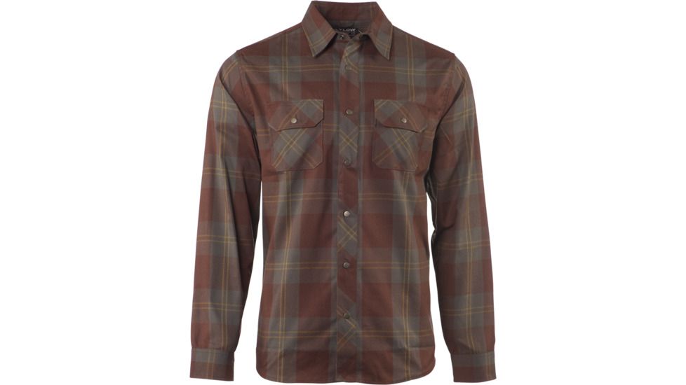 FlyLow Handlebar Tech Flannel - Men's-Granite/Cola/Ember-Large