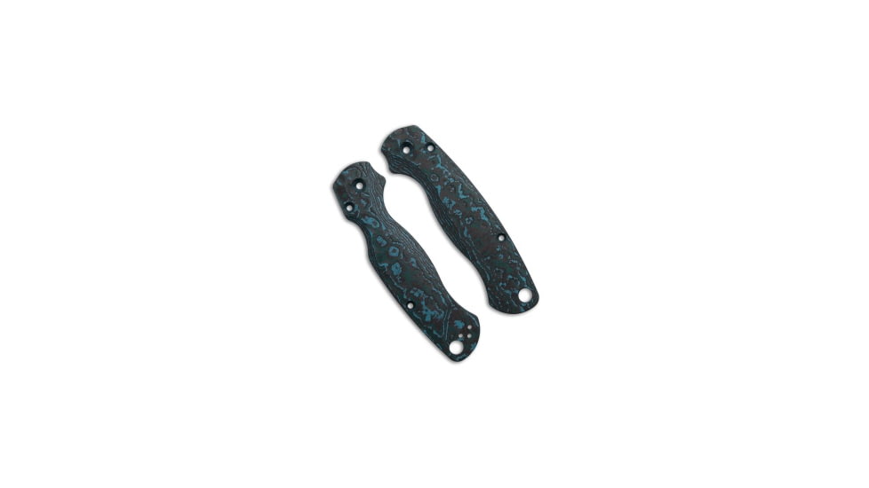 Flytanium Flytanium CF Lotus Scales for Spyderco Paramilitary 2 - Artic Storm Fat Carbon, Black/Blue, adult, BHQ-202224