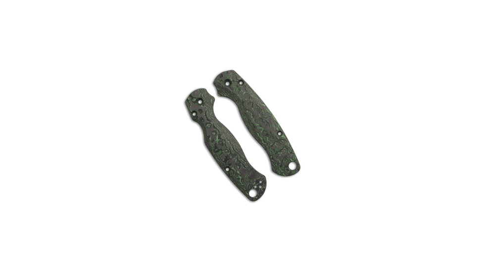 Flytanium Lotus CF Scales for Spyderco Paramilitary 2 Knife, Matte, Black/Green, One Size, BHQ-205348