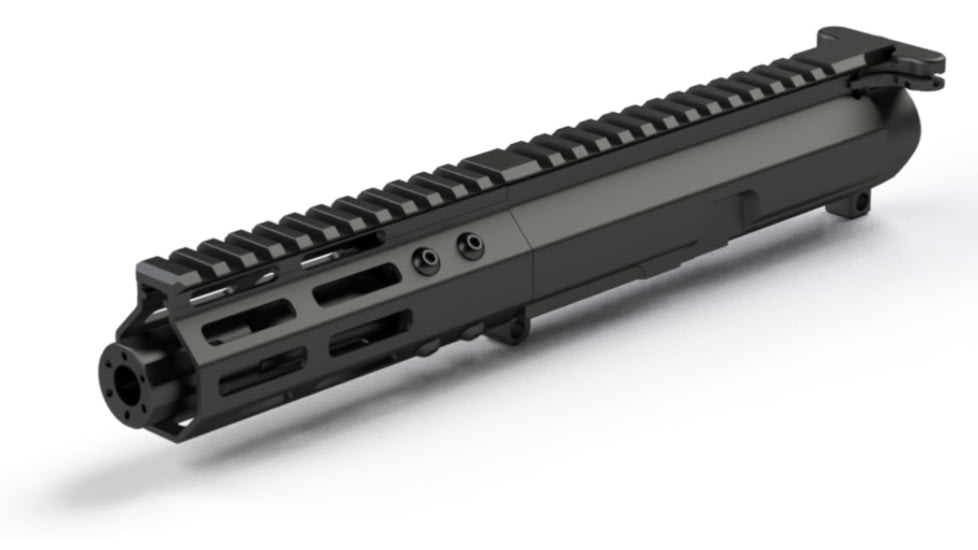 FM Products FM-45 AR .45 Rear Charging Upper Reciever, 5 inch w/ Blast Diffuser, Black, FM45-RS-54