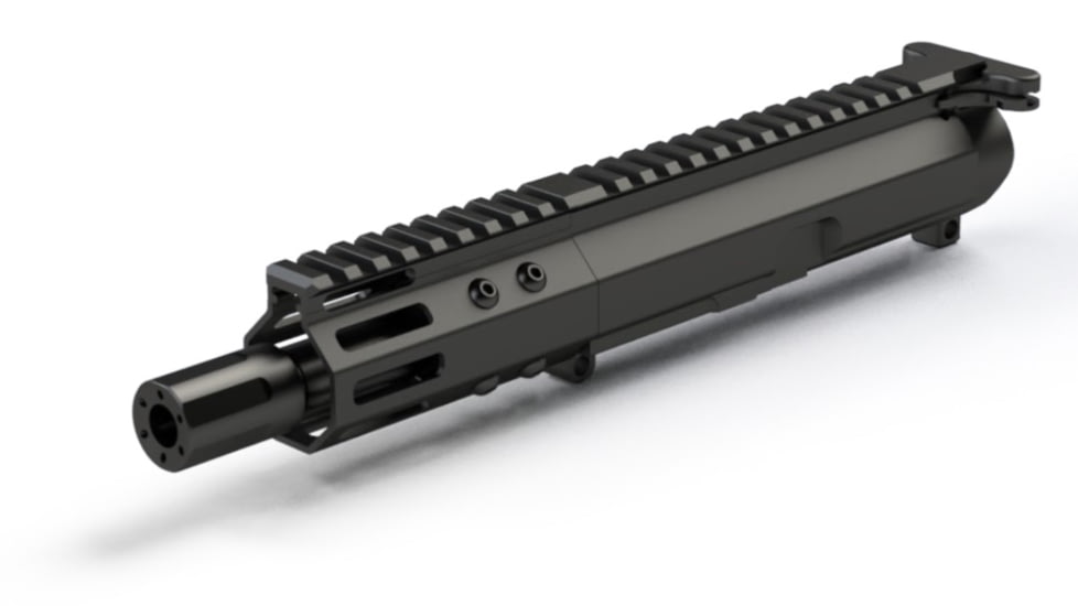 FM Products FM-9 AR 9x19mm Parabellum Rear Charging Upper Receiver, 5in Barrel, 4in Handguard w/ Blast Diffuser, Black, FM9-RS-54