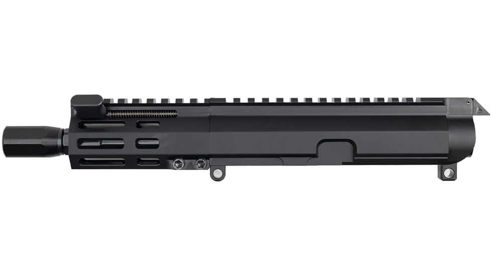 FM Products Foxtrot Mike VFM-9 9mm Luger 5inch Upper Receiver, Front Charging, 1-10 Twist, 1/2x28 Threads, Micro Blast Diverter, Type III Hardcoat Anodized, Black, MIKE9U-FC-5LC