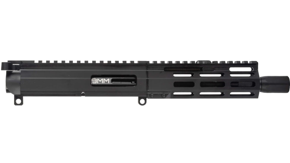 FM Products Foxtrot Mike VFM-9 9mm Luger 7inch Upper Receiver, 5.75 inch Handguard, 1-10 Twist, 1/2x28 Threads, Micro Blast Diverter, Type III Hardcoat Anodized, Black, MIKE9U-DC-7LC