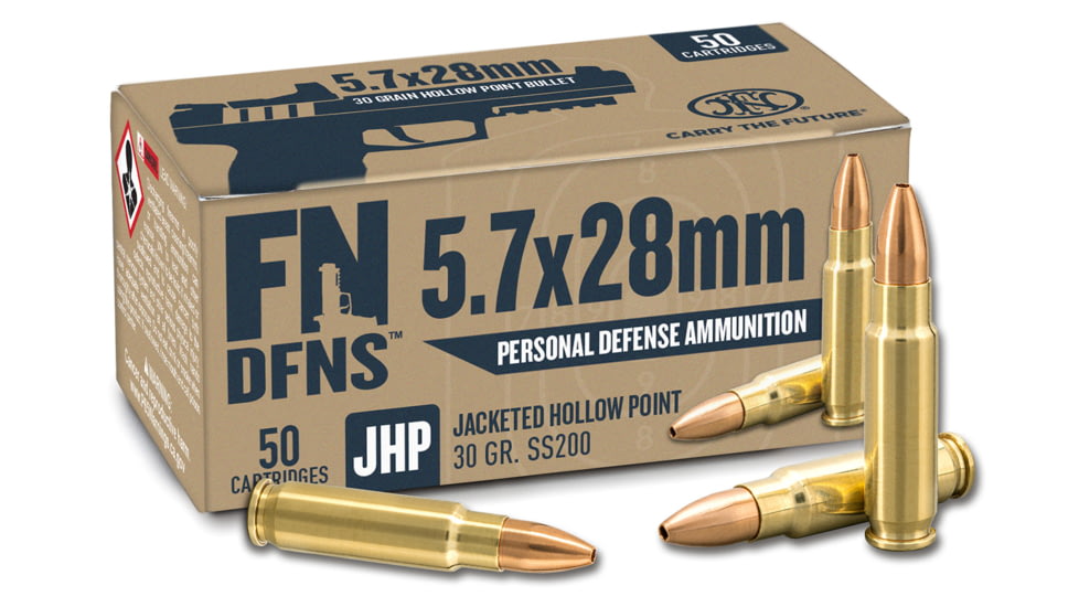 FN America DFNS, 5.7X28, 30 Grain, Pistol Ammo, 50 Rounds, 10700030-50RD