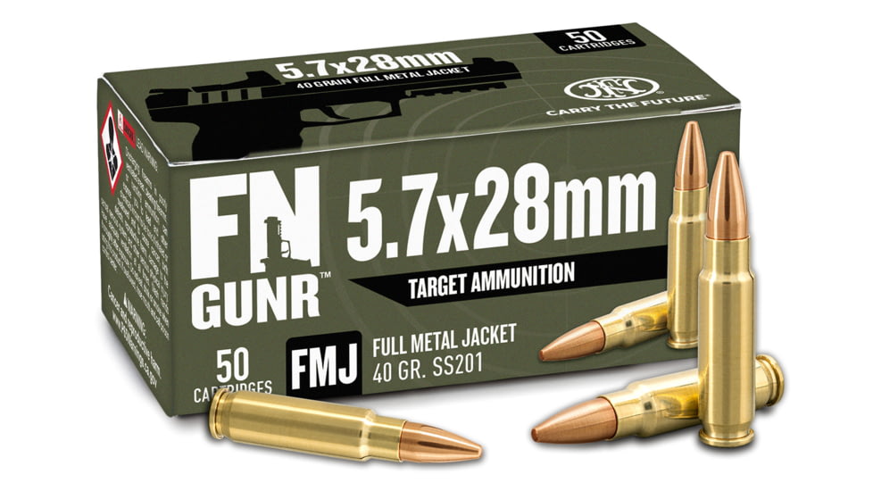 FN America GUNR 5.7X28, 40 Grain, Pistol Ammo, 50 Rounds, 10700032