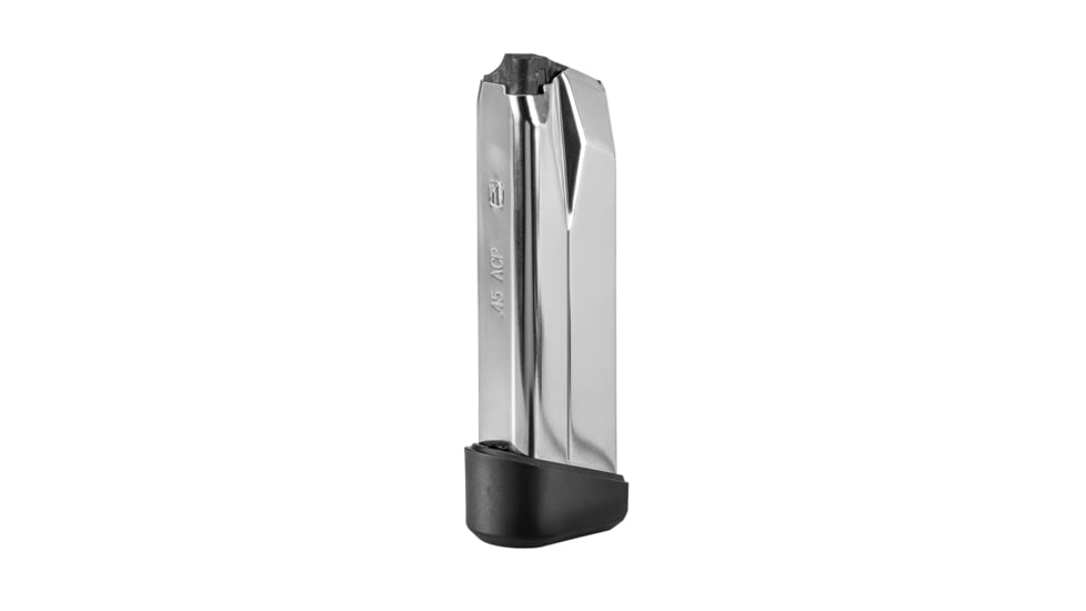FN America FN 545 Tactical Pistol Magazine w/ Black Polymer Flush Floorplate, .45 ACP, 15 Round, Silver/Black, 1 Pack, Stainless Steel, 20100720-15RD