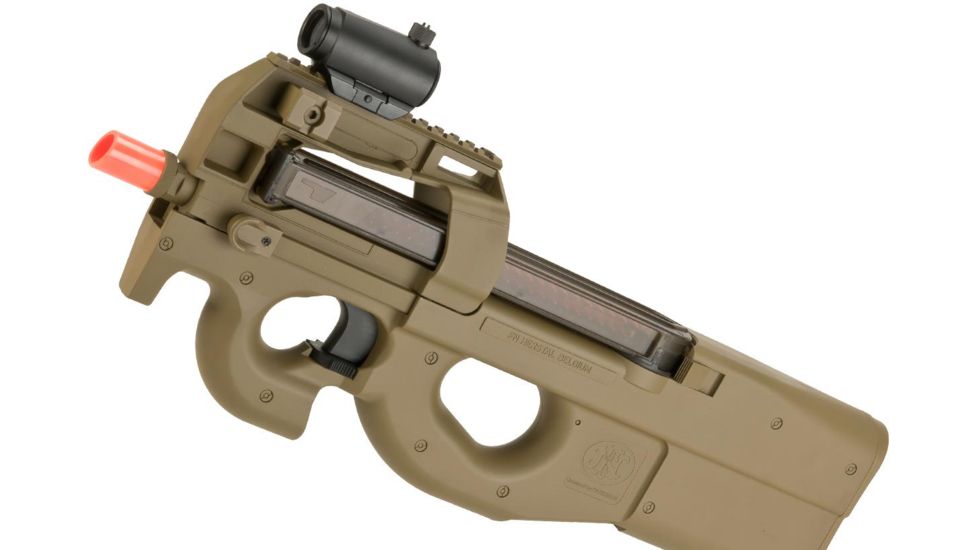 FN Herstal Licensed P90 Full Size Metal Gearbox Airsoft AEG, Dark Earth, Large, 200956