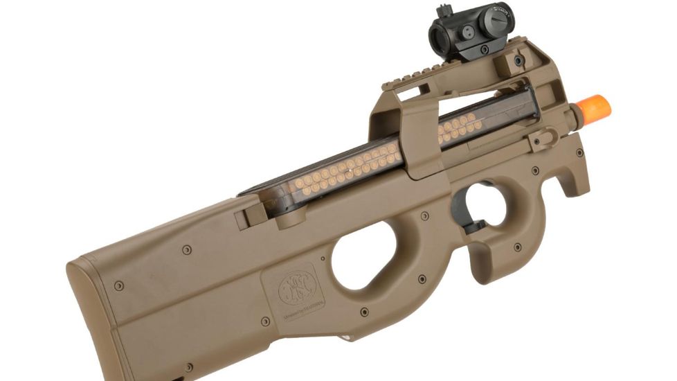 FN Herstal Licensed P90 Full Size Metal Gearbox Airsoft AEG, Dark Earth, Large, 200956