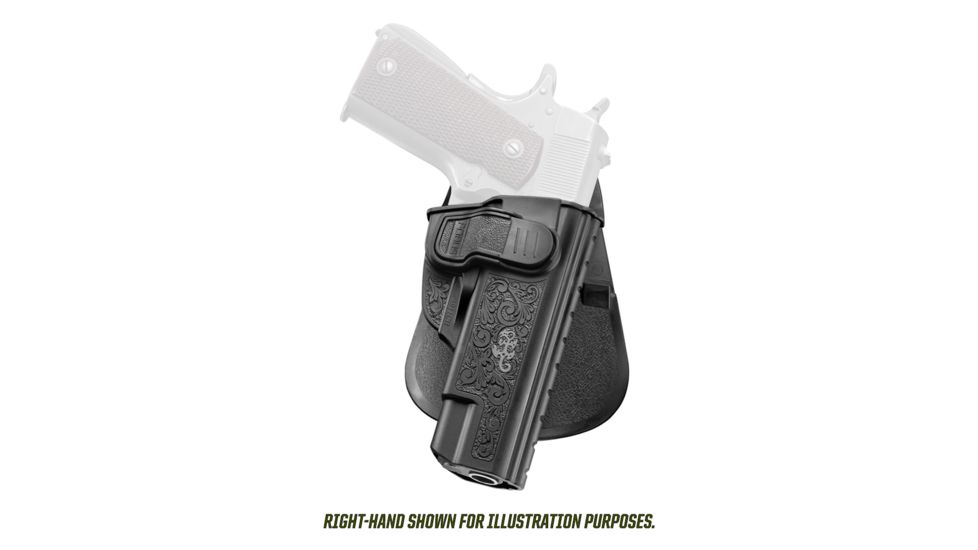 Fobus CH Series OWB Paddle Holster, All 1911 Style Pistols w/o Rail, Left Hand, Black, 1911CHLH