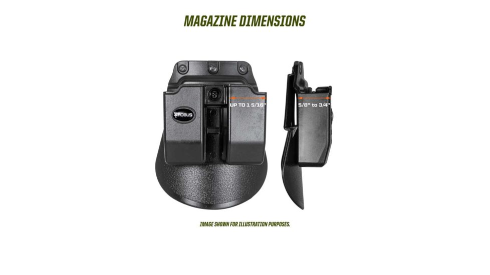 Fobus Evo Double Magazine Paddle Pouch, Glock 42, 43 &amp; 43x, Sig Sauer P3565, Smith and Wesson MP, Black, 6912NDP
