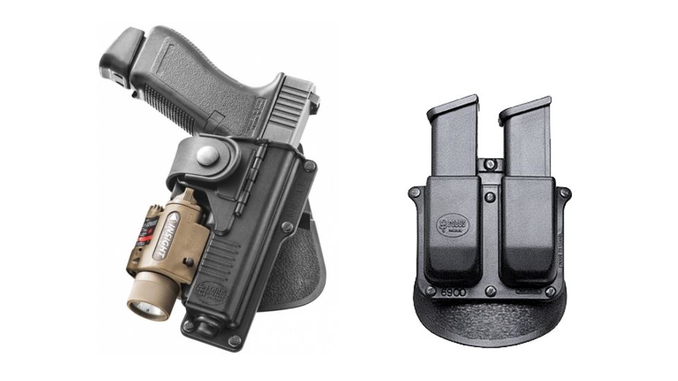 Fobus Glock 17,22,31 w/Laser or Light, Hinged for Natural Draw Holster w/ Double Mag Pouch for Glock 9,40,HK 9,40 6900P
