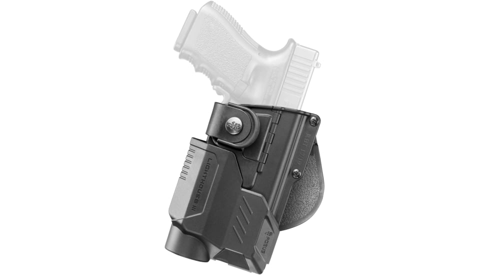 Fobus Paddle Holster w/Lighthouse III, Glock 19/23/32/45/Taurus G3 9mm, Black, RBT19-LT3