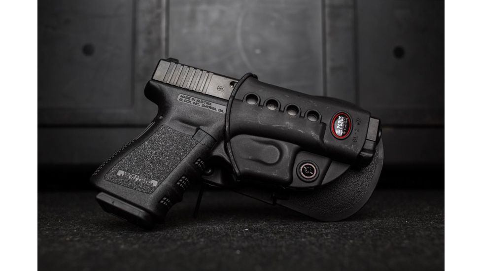 Fobus E2 Paddle Holster, Black, Right Hand - For Glock 17/31, Walther PK 380 GL2E2, EDEMO1