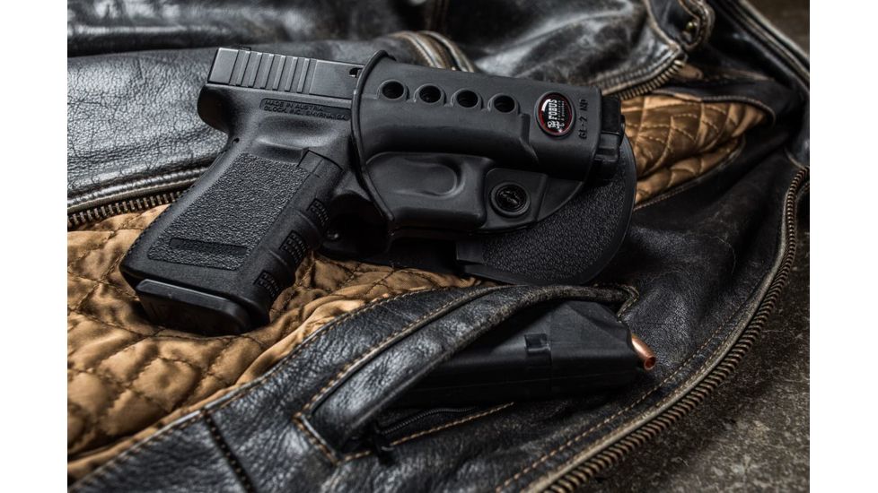 Fobus E2 Paddle Holster, Black, Right Hand - For Glock 17/31, Walther PK 380 GL2E2, EDEMO1