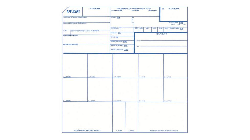 Forensics Source Pi 40 A Applicant Cards-250 Pa - PI 40 A-P