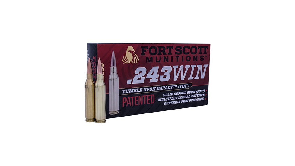 Fort Scott Munitions 243 WINCHESTER 58 Grain Centerfire Rifle Ammo, 20 Rounds, 243-058-SCV