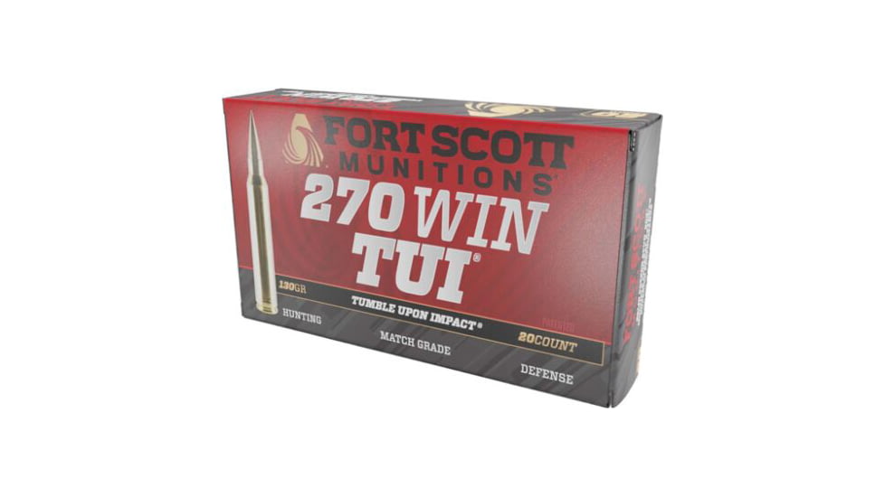 Fort Scott Munitions .270 Winchester 130 Grain Tumble Upon Impact Brass Rifle Ammunition, 20 Round, 270-130-SCV2