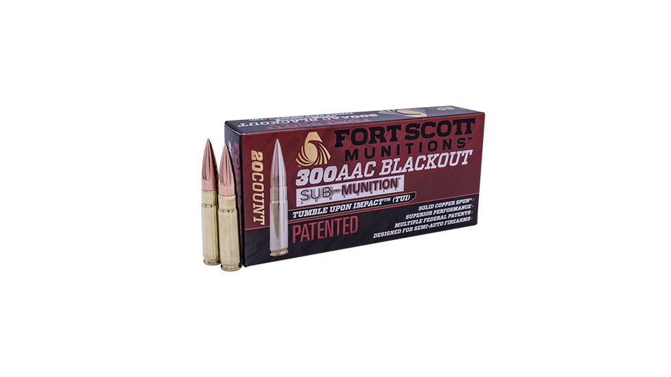 Fort Scott Munitions 300AAC BLACKOUT 190 Grain Centerfire Rifle Ammo, 20 Rounds, 300-190-SCV1SS