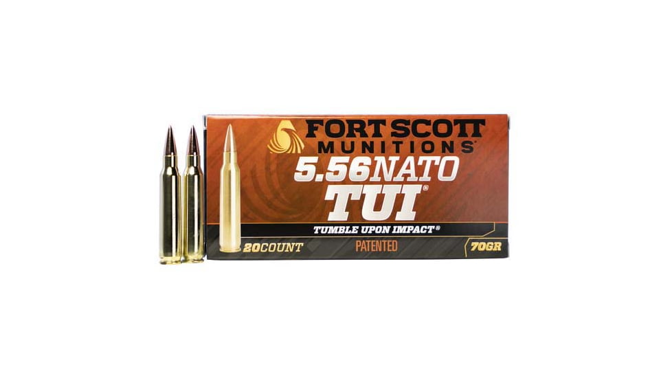 Fort Scott Munitions .5.56 NATO 70 Grain CNC Machined Copper Brass Rifle Ammo, 20 Rounds, 556-070-SCV