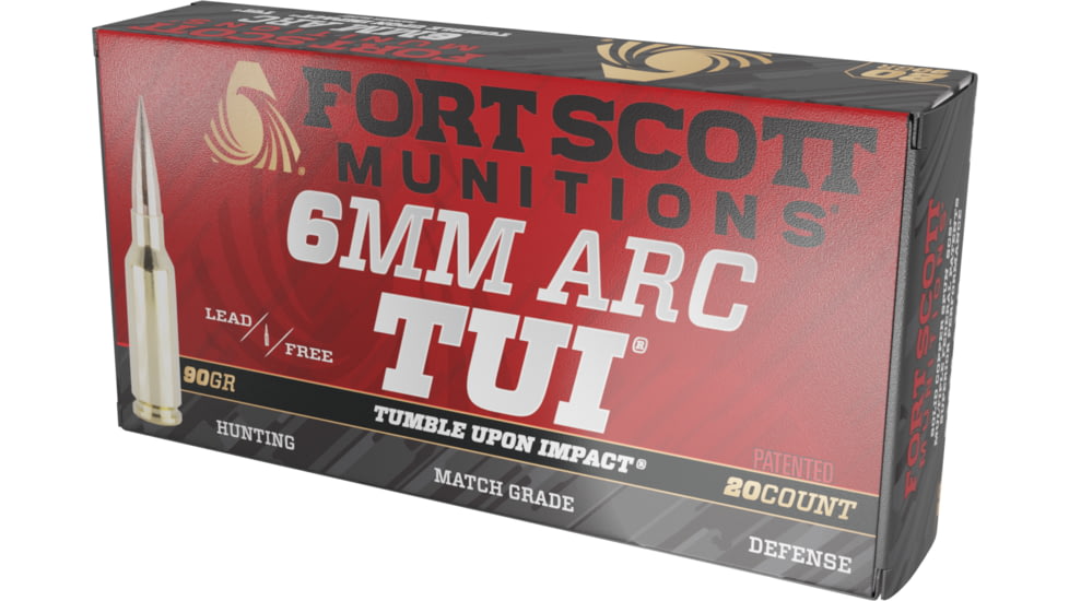 Fort Scott Munitions 6mm ARC 90 Grain Tumble Upon Impact Brass Rifle Ammunition, 20 Round, 6ARC-090-SCV2