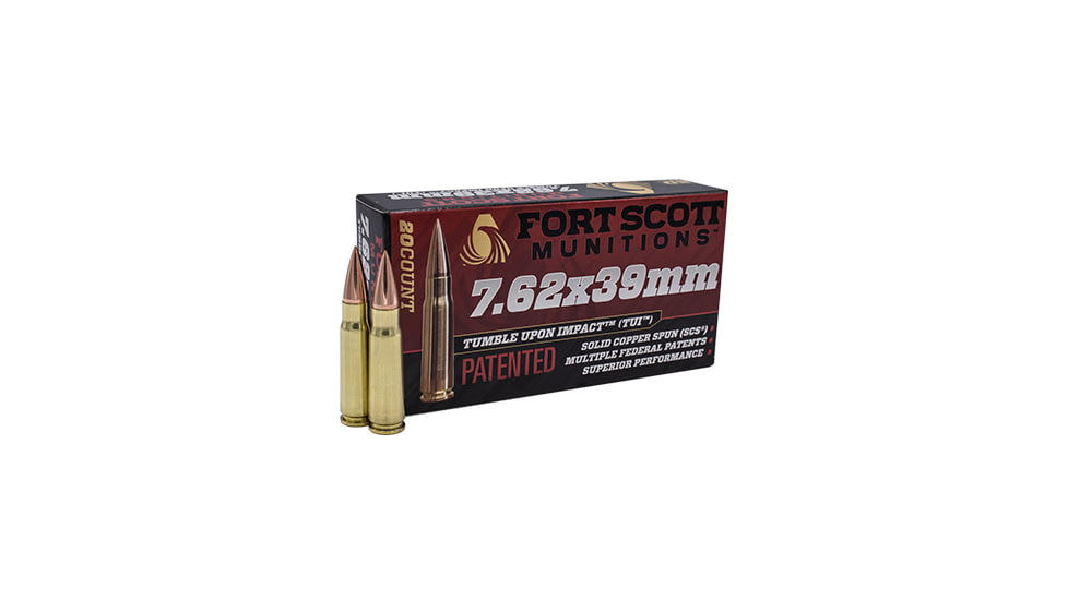 Fort Scott Munitions 7.62x39mm 117Grain Centerfire Rifle Ammunition, 20 Rounds, 762X39-117-SCV