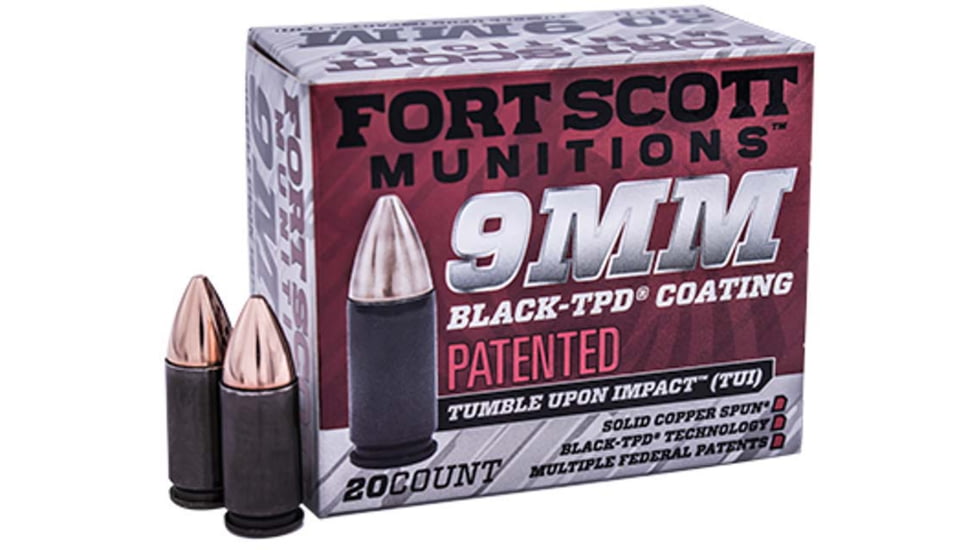 Fort Scott Munitions 9 mm 115 Grain TPD-9 CNC Machined Copper Brass Pistol Ammo, 20 Rounds, 9MM-015-SCVTPD