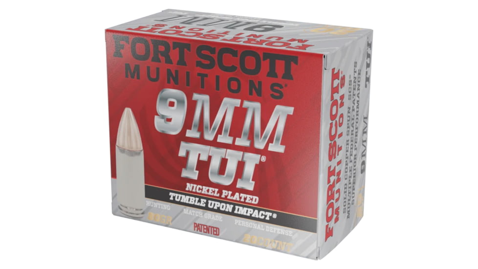 Fort Scott Munitions 9mm Luger 80 grain TUI Nickel Cased Pistol Ammo, 20 Rounds, 9MM-080-SCVNIC
