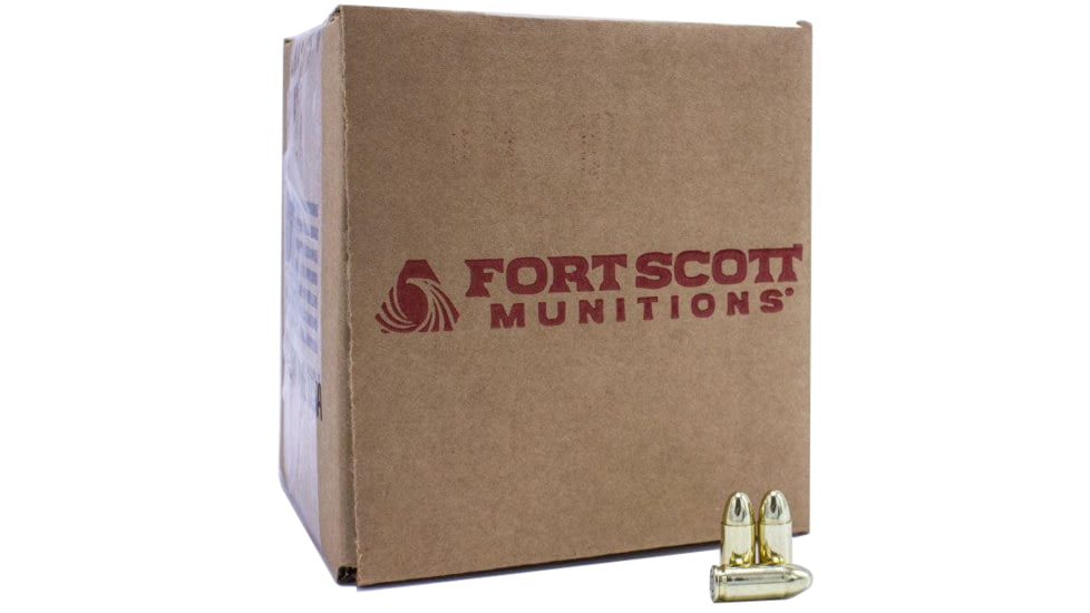 Fort Scott Munitions 9mm 115 Grain Full Metal Jacket Brass Pistol Ammunitiion, 500 Round, 9MM-115-FMJ