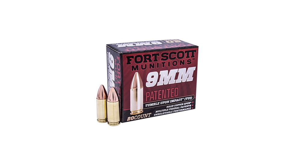 Fort Scott Munitions 9MM 80 Grain Centerfire Pistol Ammo, 20 Rounds, 9MM-080-SCV