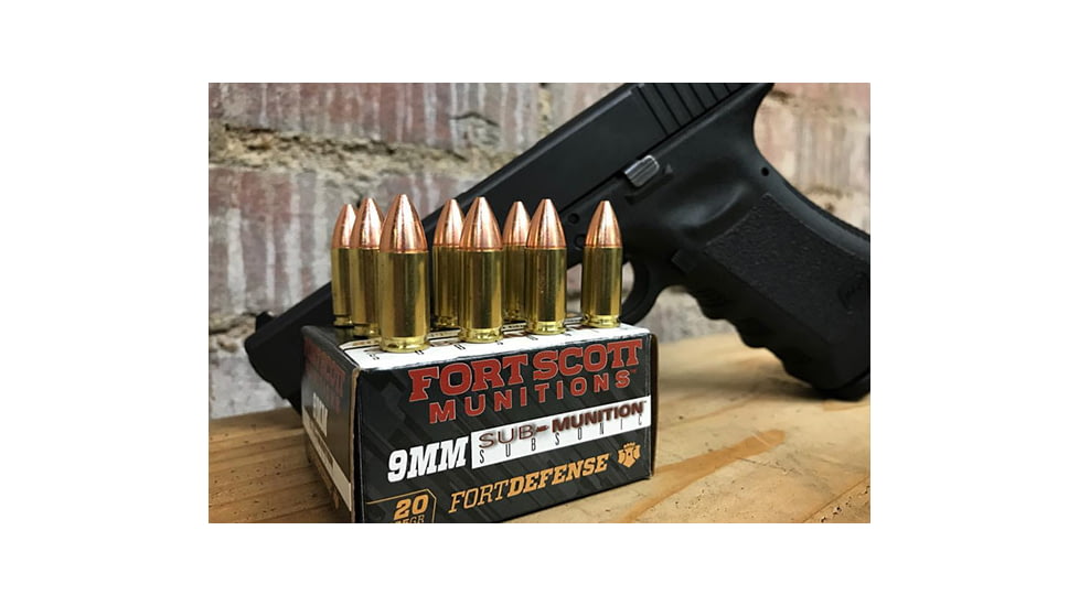 Fort Scott Munitions 9MM Sub-Munition Subsonic 125 Grain Centerfire Pistol Ammo, 20 Rounds, 9MM-125-SCVSS