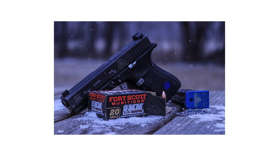Fort Scott Munitions 9MM Sub-Munition Subsonic 125 Grain Centerfire Pistol Ammo, 20 Rounds, 9MM-125-SCVSS