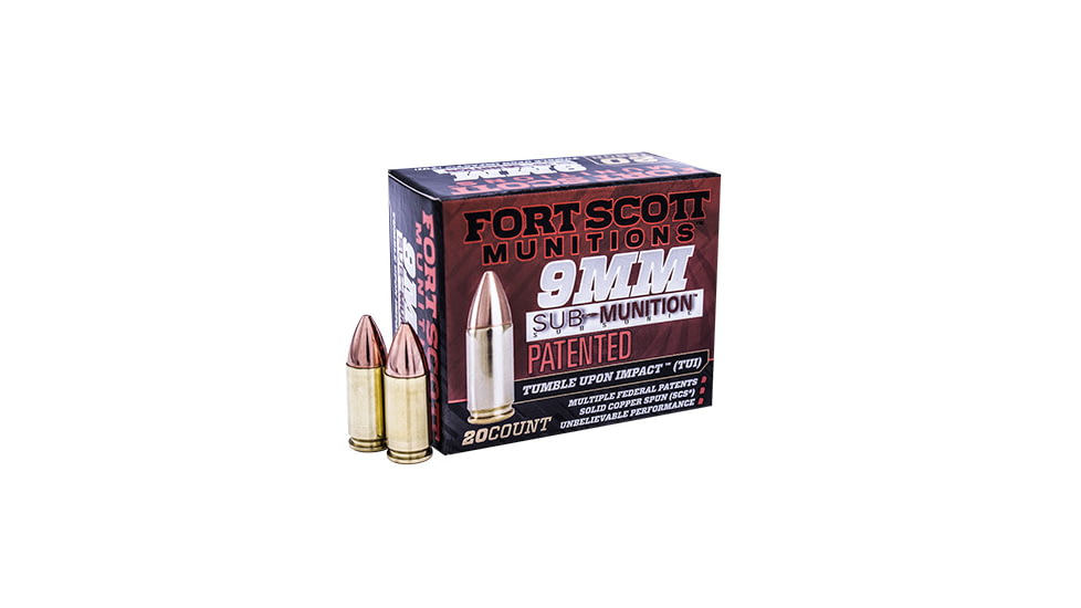 Fort Scott Munitions 9MM Sub-Munition Subsonic 125 Grain Centerfire Pistol Ammo, 20 Rounds, 9MM-125-SCVSS