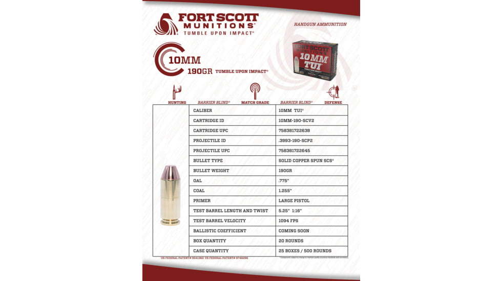 Fort Scott Munitions Claw Defense 10mm 190 Grain Solid Copper Spun Shotgun Ammo Rounds, Solid Copper SpunMM-190-SCV2