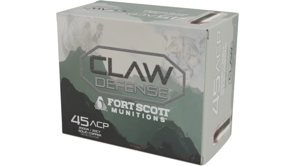 Fort Scott Munitions Claw Defense 45 ACP 200 grain Flat Nose Brass Cased Pistol Ammunition, 20 Rounds, 450-200-SCVFNCD