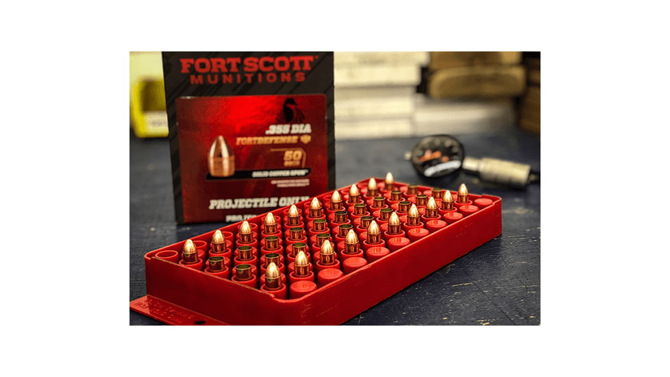 Fort Scott Munitions Projectile Pistol Bullets, .355 Caliber, 115 gr, CNC Machined Copper, 50 Bullets, .355-095-SCP